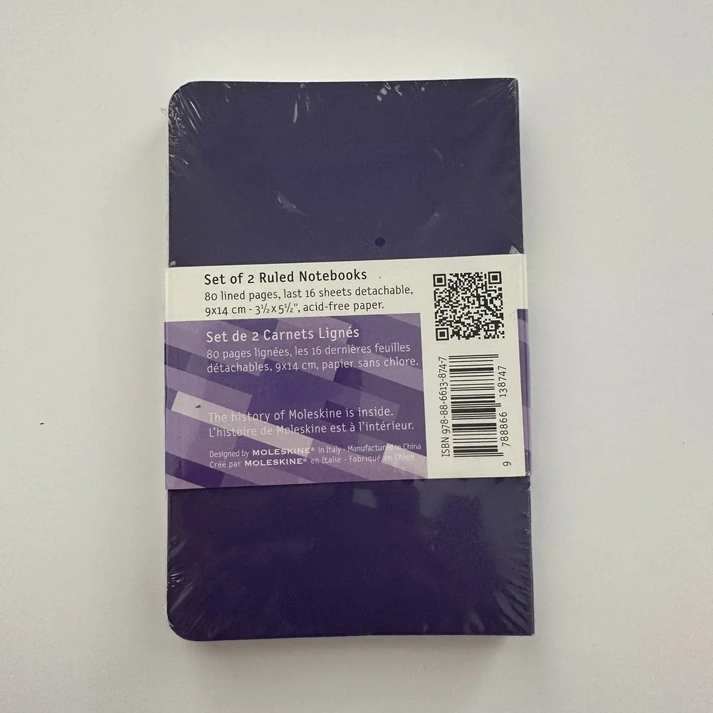 Moleskine Volant Set of 2 Ruled Notebooks Pocket 3.5x5.5 Violet 9788866138747